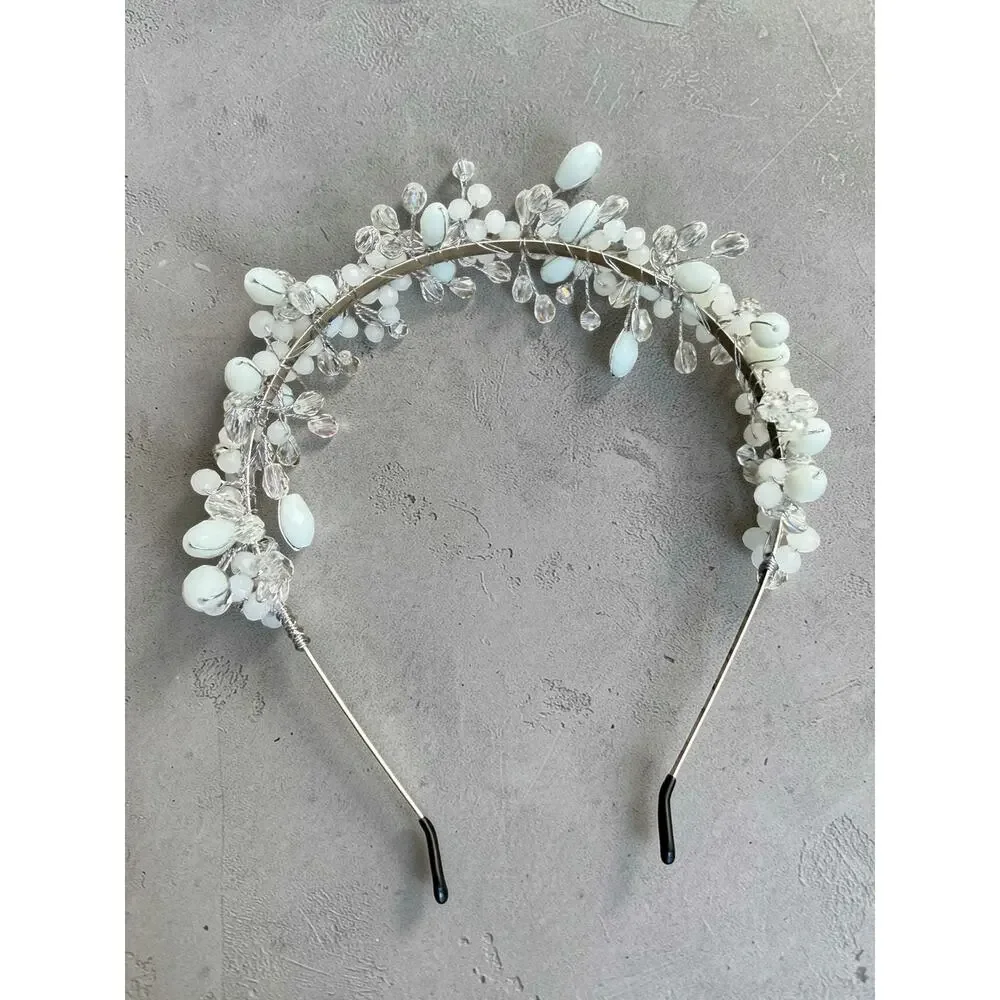 Floral Beaded Bridal Headband Wedding Flower Girl Hair Accessory